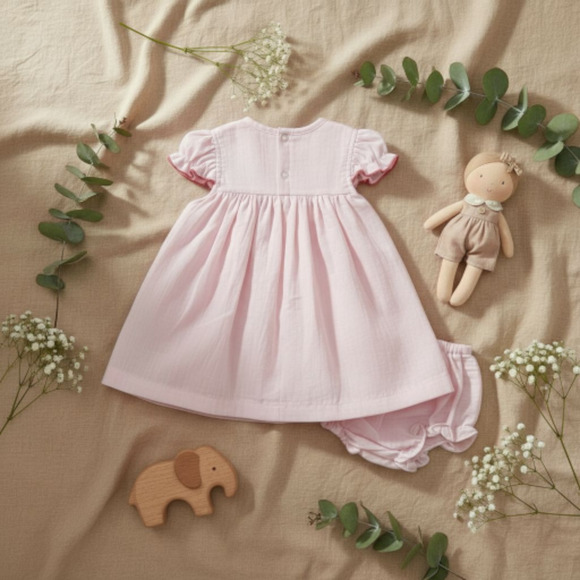 New w Tags baby girl dress set matching headband underwear size 3 6 months - Picture 2 of 3